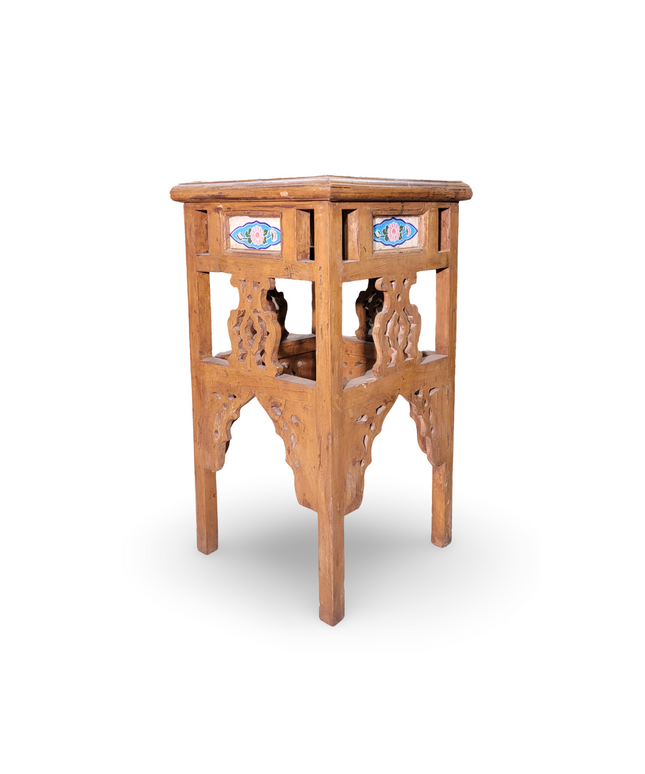 Handicraft Square Table with Patterned Surface