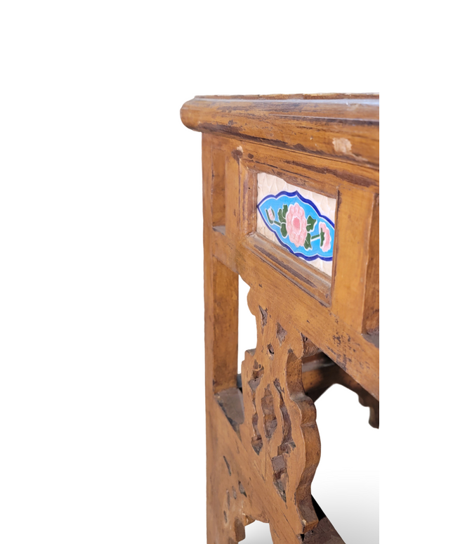 Handicraft Square Table with Patterned Surface