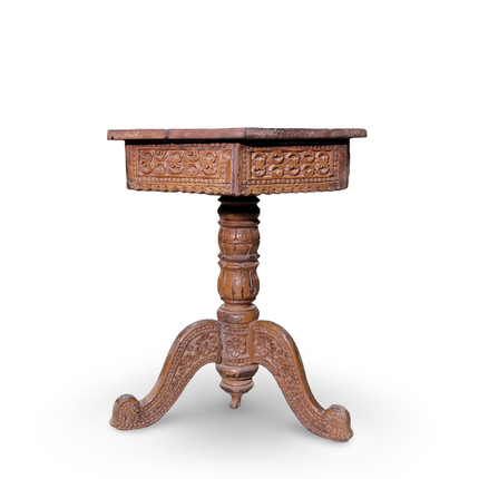 Antique Carved Wooden Accent Table